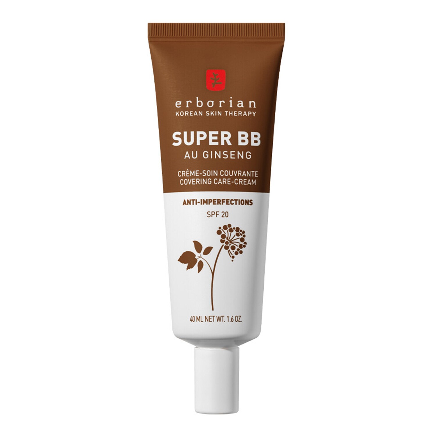 Erborian - Super Bb Au ginseng Nude – Kryjący Krem Korygujący Niedoskonałości - Bb Family Super Bb Chocolat 40ml - Dla Kobiet