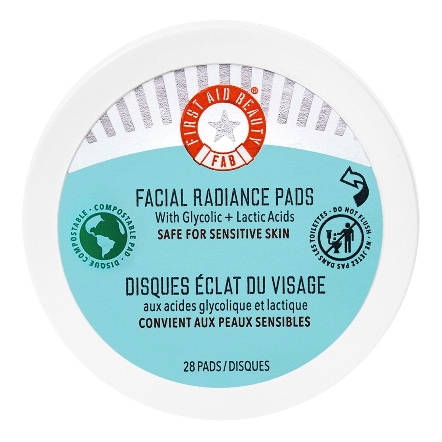 First Aid Beauty - Facial Radiance Pads - Płatki Rozświetlające Z Kwasem glikolowym I mlekowym - Facial Radiance Pads 28 Ct - Dla Kobiet