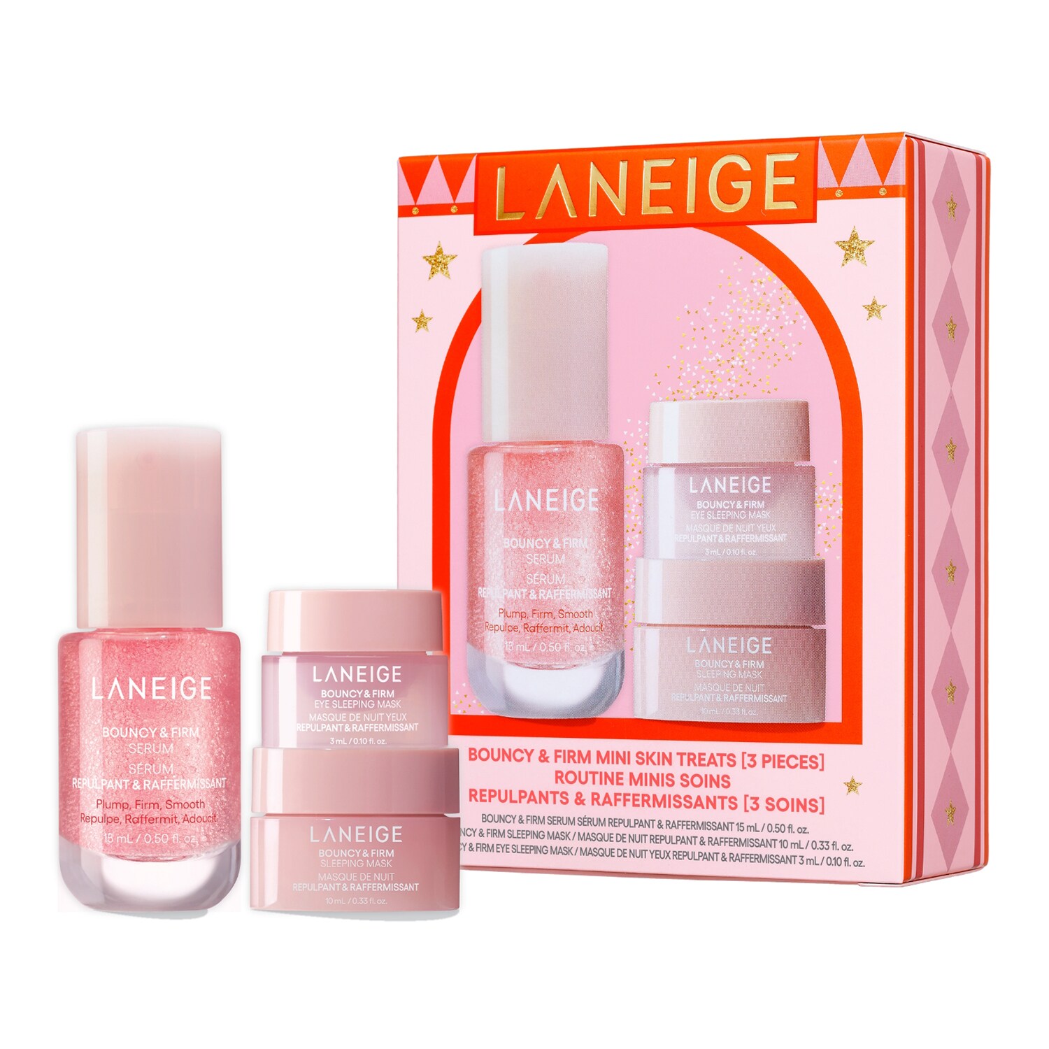 Laneige - Bouncy & Firm Mini Skin Treats - Zestaw Miniproduktów Ujędrniających - B&f Trio Holiday Set - Dla Kobiet