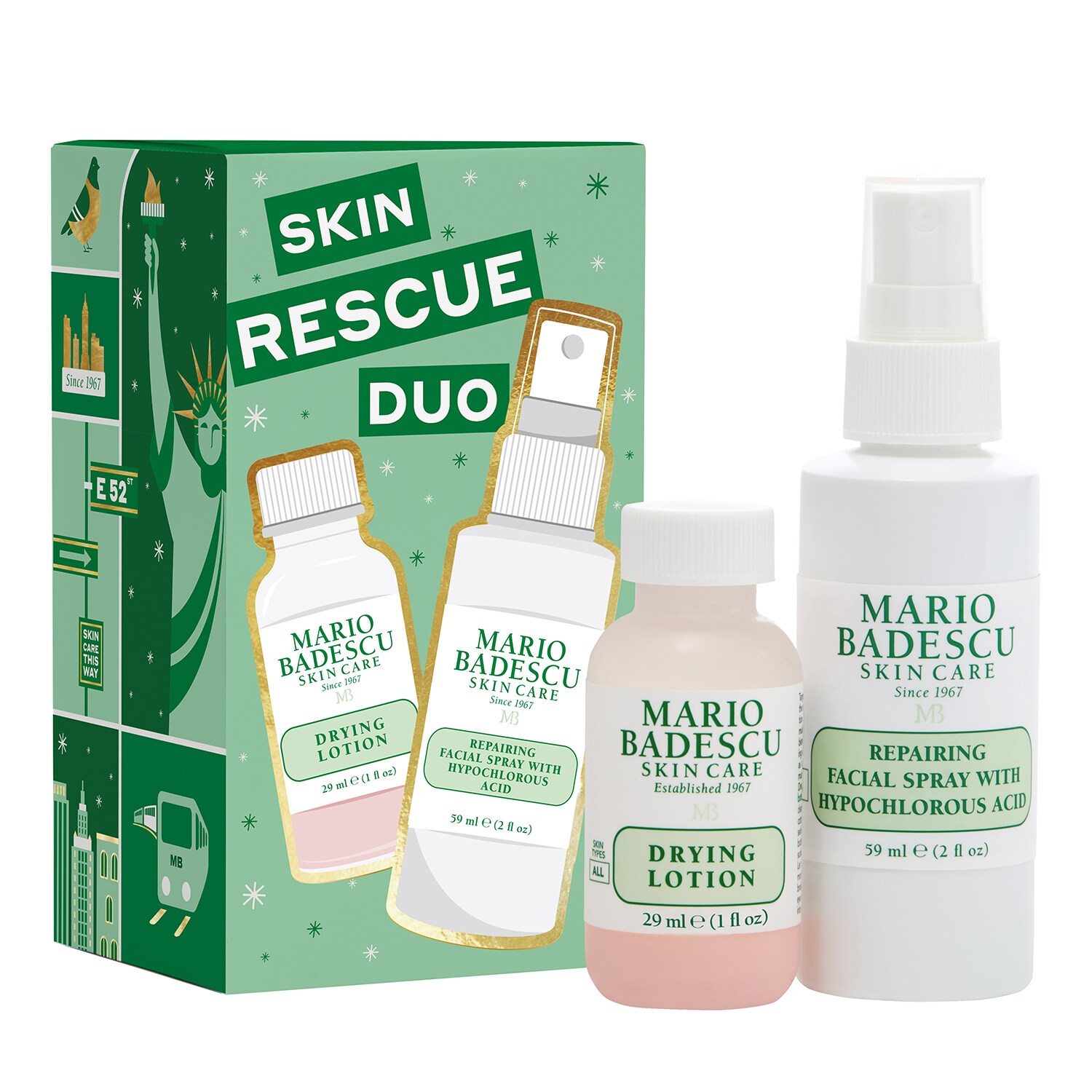 Mario Badescu - Skin Rescue Duo - Zestaw Do Pielęgnacji Twarzy - Set Rescue Spray+lotion Assechante - Dla Kobiet