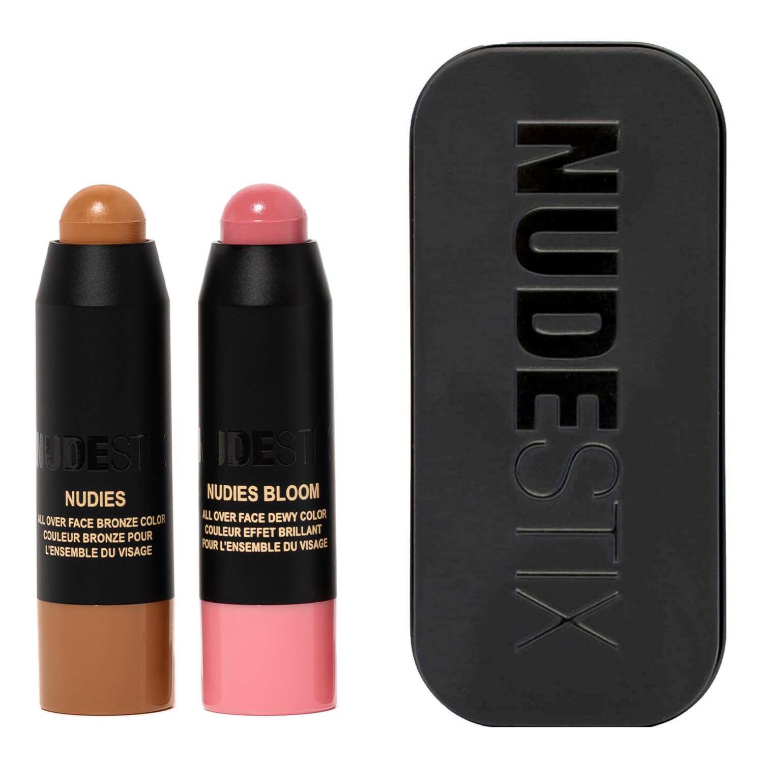 Nudestix - Pink Blush & Nude Bronze - Mini Duet Kremowych Sztyftów - Nudies Pink Nude Blush 3pc Kit - Dla Kobiet