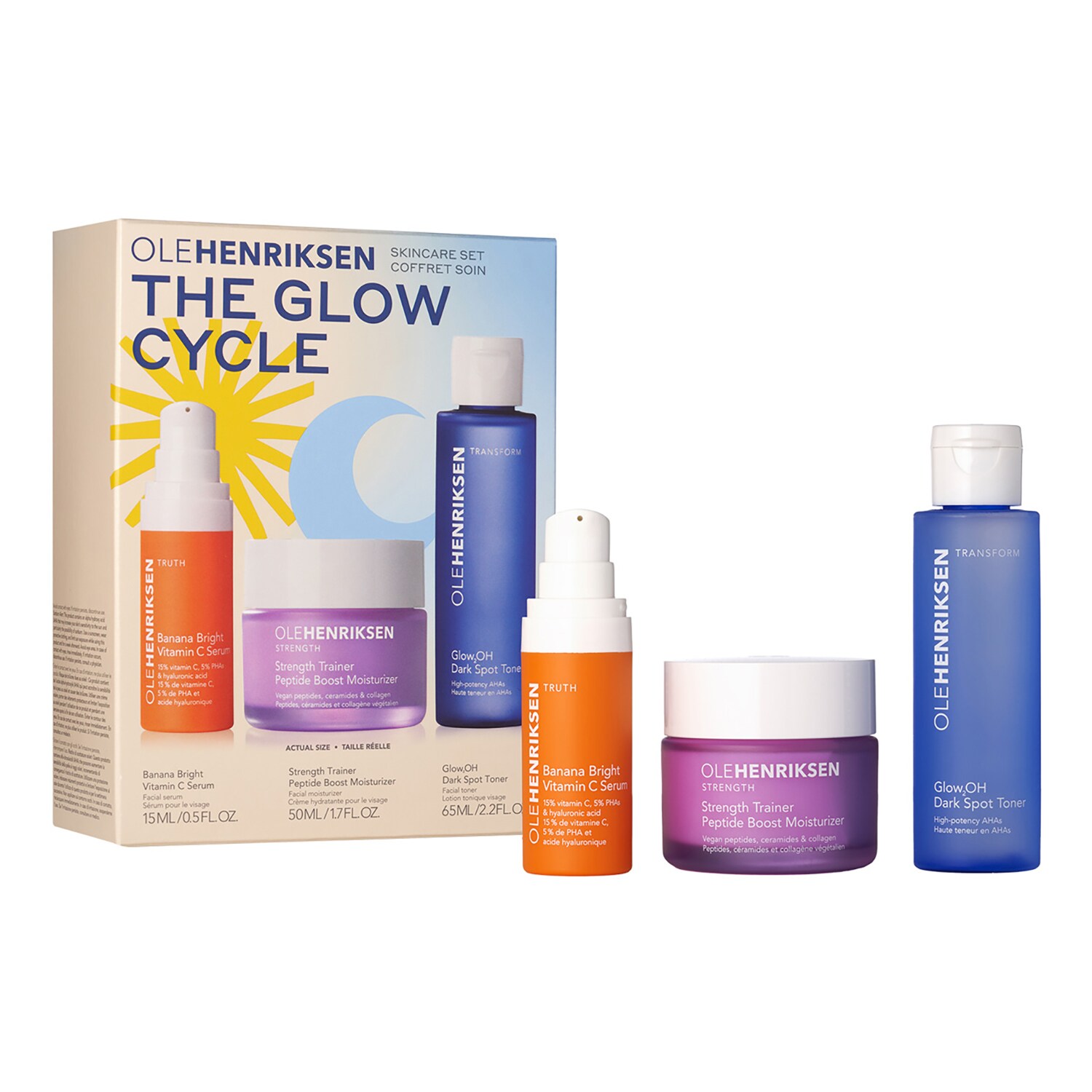 Olehenriksen - Ole glow Icons Set - Przeciwstarzeniowy Zestaw Do Pielęgnacji Twarzy - 65 ml + 15 ml + 50 ml - Dla Kobiet