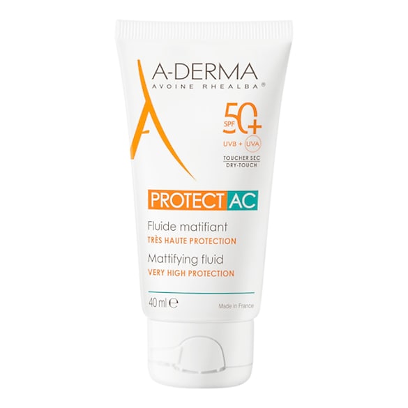 Protect AC - Fluide solaire visage matifiant SPF50+, A-DERMA