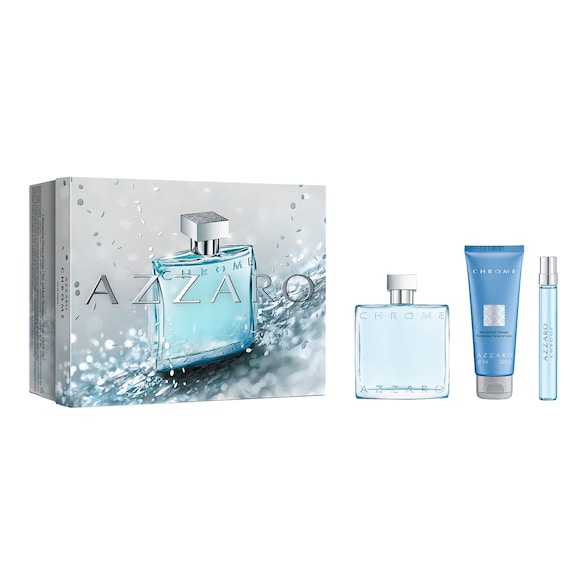 Chrome - Coffret Eau de Toilette, Gel Douche Cheveux & Corps et Format Voyage, AZZARO