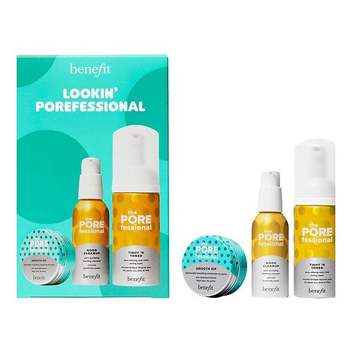 BENEFIT COSMETICS - Lookin’ POREfessional pore care kit - Mini odličovač, tónující pěna & krém