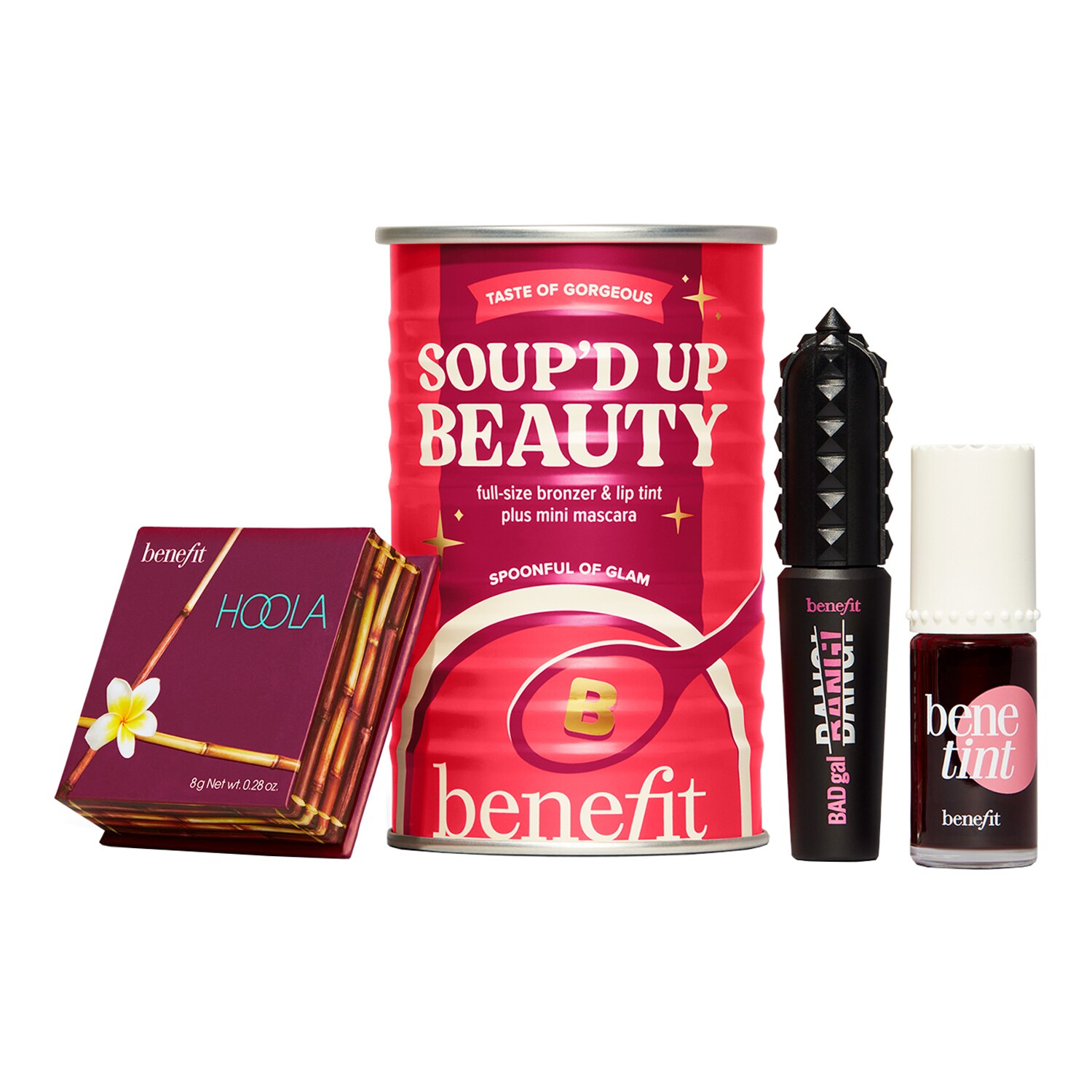 BENEFIT COSMETICS - Soup'd Up Beauty - Kosmetická Sada s Bronzerem, Tintem Na Rty & Tváře a Rasenkou