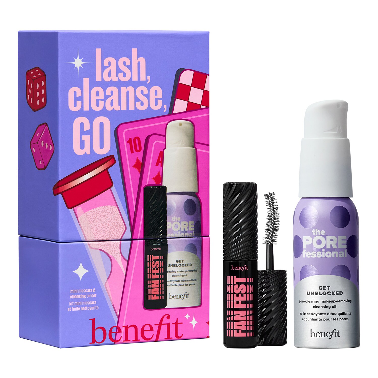 BENEFIT COSMETICS - Lash, Cleanse, GO - Mini řasenka & odličující olej ve vánoční sadě
