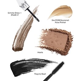 Zestaw świąteczny Totally Glam Telegram - Primer, bronzer, maskara i żel do brwi