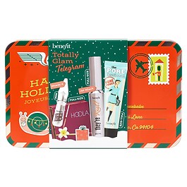 Zestaw świąteczny Totally Glam Telegram - Primer, bronzer, maskara i żel do brwi