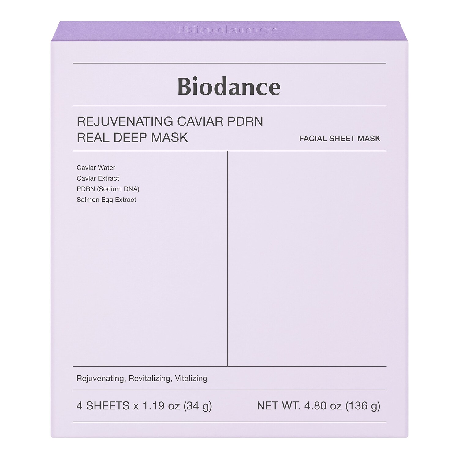 BIODANCE Hydrogelová pleťová maska Rejuvenating Caviar PDRN Real Deep Mask (4 ks)