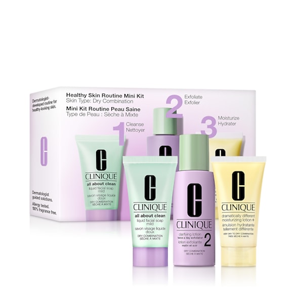 Kit Peau Saine Basic 3 Temps&trade; - Peaux s&egrave;ches &agrave; mixtes, CLINIQUE