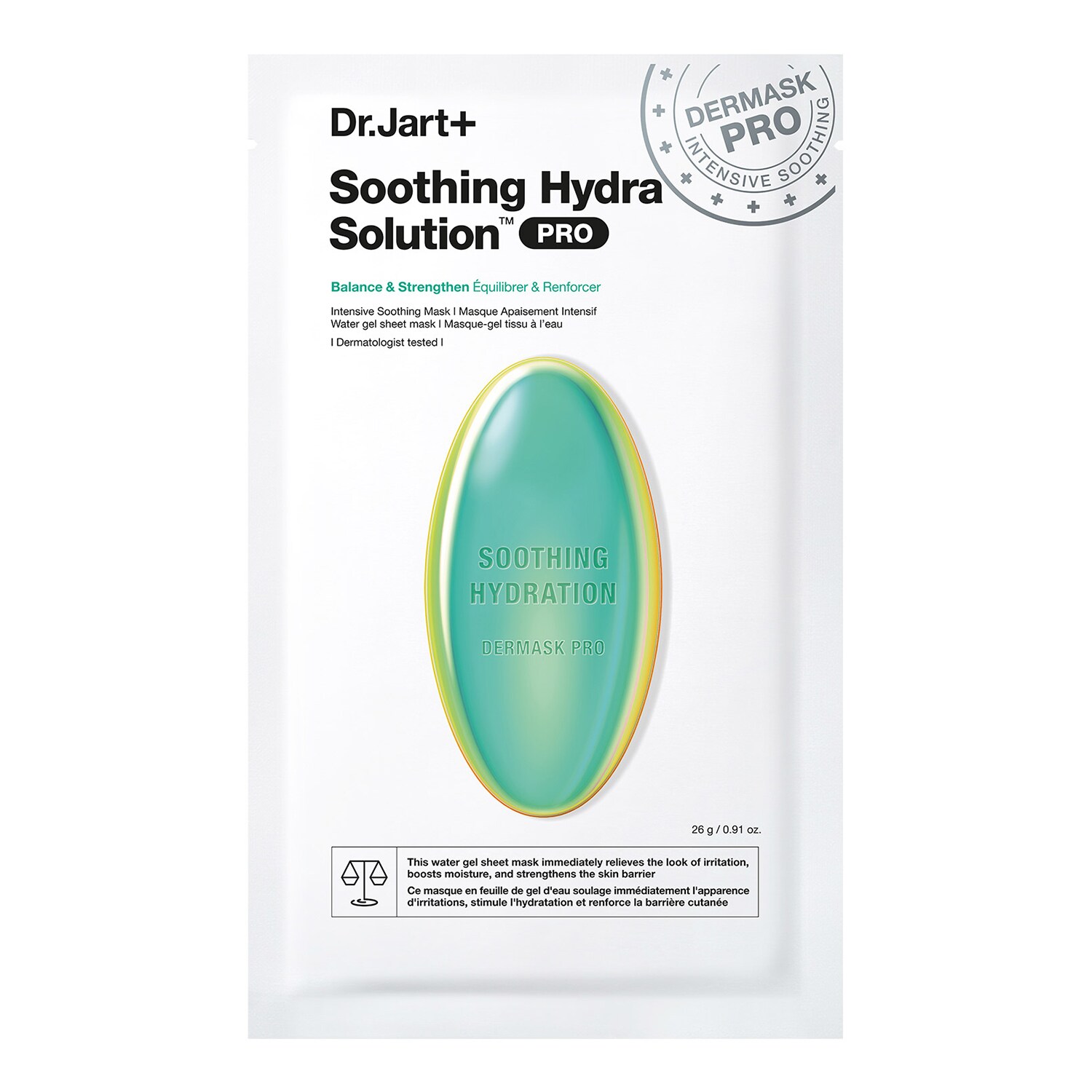 Dr. Jart+ Soothing Hydra Solution™ Intensive Soothing Mask regenerační a hydratační maska na obličej 26 g