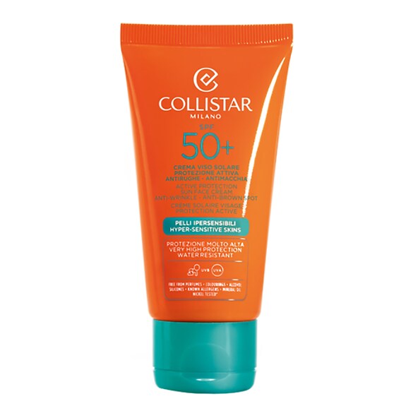 Crema Viso Solare Protezione Attiva Pelli Sensibili SPF 50+, COLLISTAR