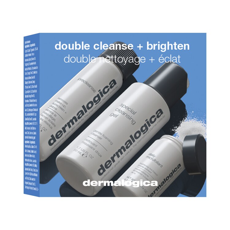 Double cleanse + brighten – Sada tří přípravků pro čistou a pronikavou pleť