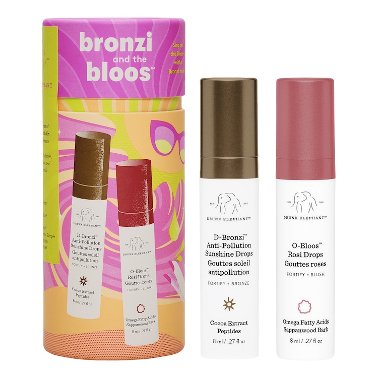Bronzi and the bloos™ - Coffret de cuidados do rosto com sérum bronzeador e rosé