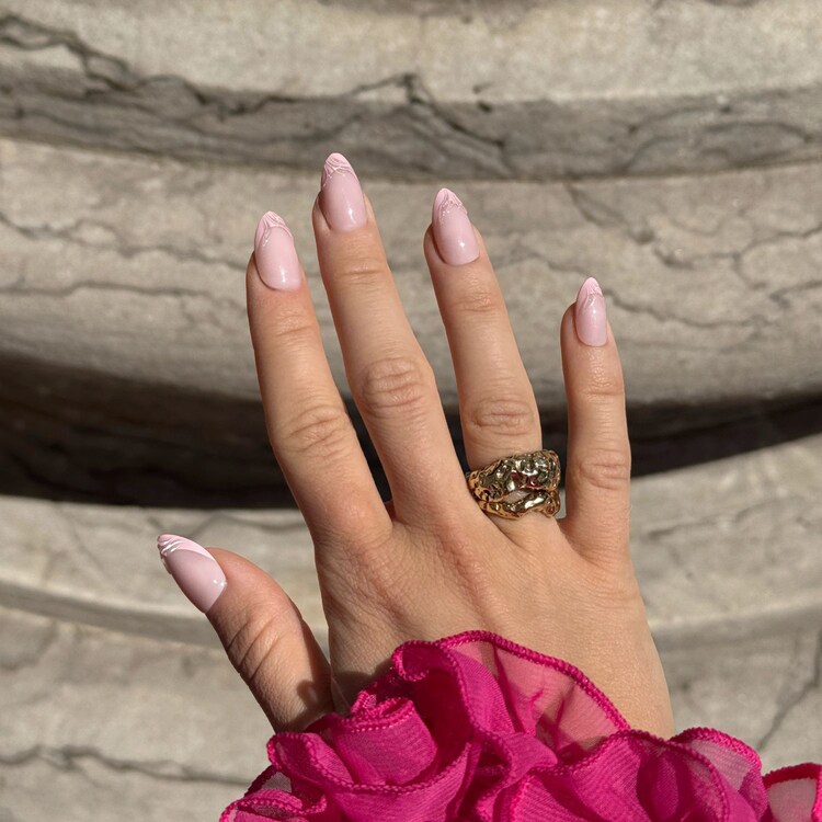 Pink Wave, Medium Almond - Press-on naglar