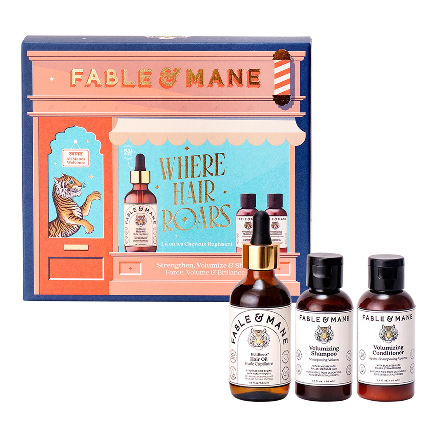 FABLE & MANE - Where Hair Roars - Sada péče o vlasy: Síla, objem a lesk