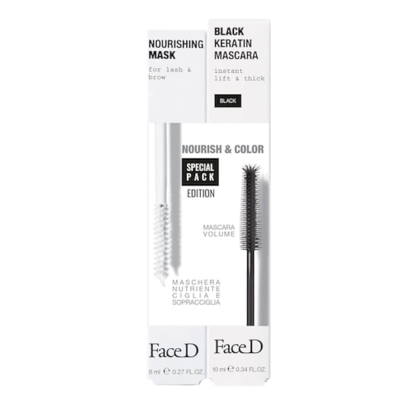 BIPACK MASCHERA CIGLIA & MASCARA NERO ALLA KERATINA - mascara curativo + mascara, FACE D