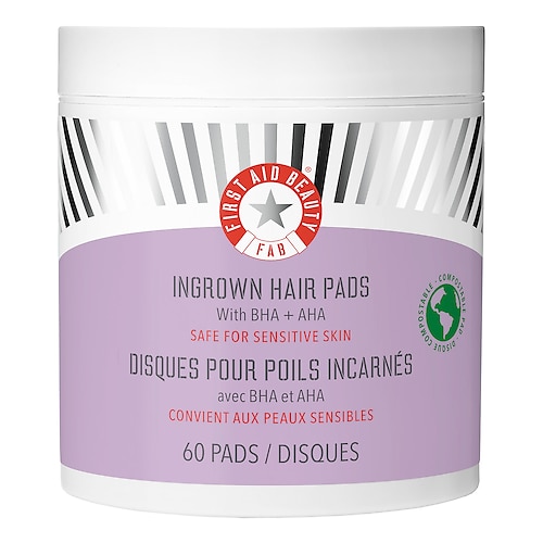 FIRST AID BEAUTY - Ingrown Hair Pads – Kompostovatelné tamponky na zarostlé chloupky, 60 ks