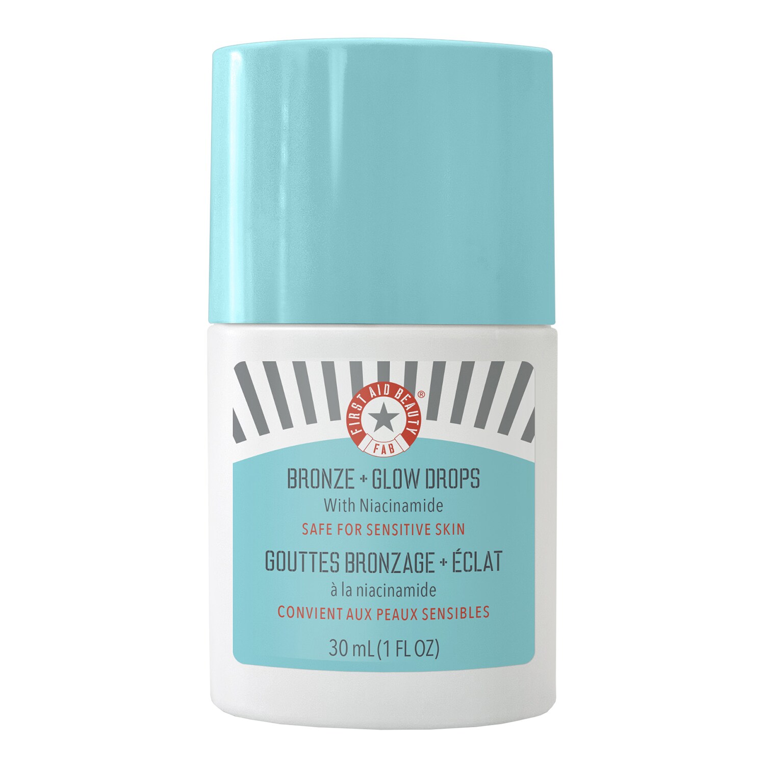 FIRST AID BEAUTY - Bronze + Glow Drops – Samoopalovací a rozjasňujicí kapky s niacinamidem