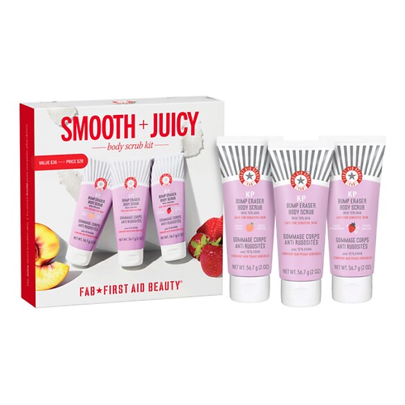 Smooth + Juicy Scrub Kit -Zestaw do peelingu ciała na rogowacenie okołomieszkowe, FIRST AID BEAUTY
