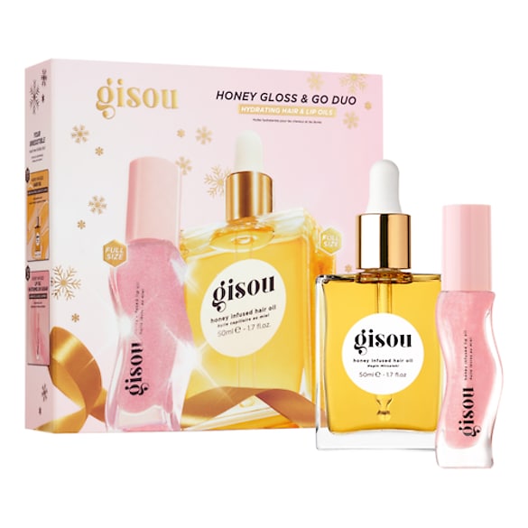 Honey Gloss & Go Duo - Saç yağı ve dudak yağı seti, GISOU