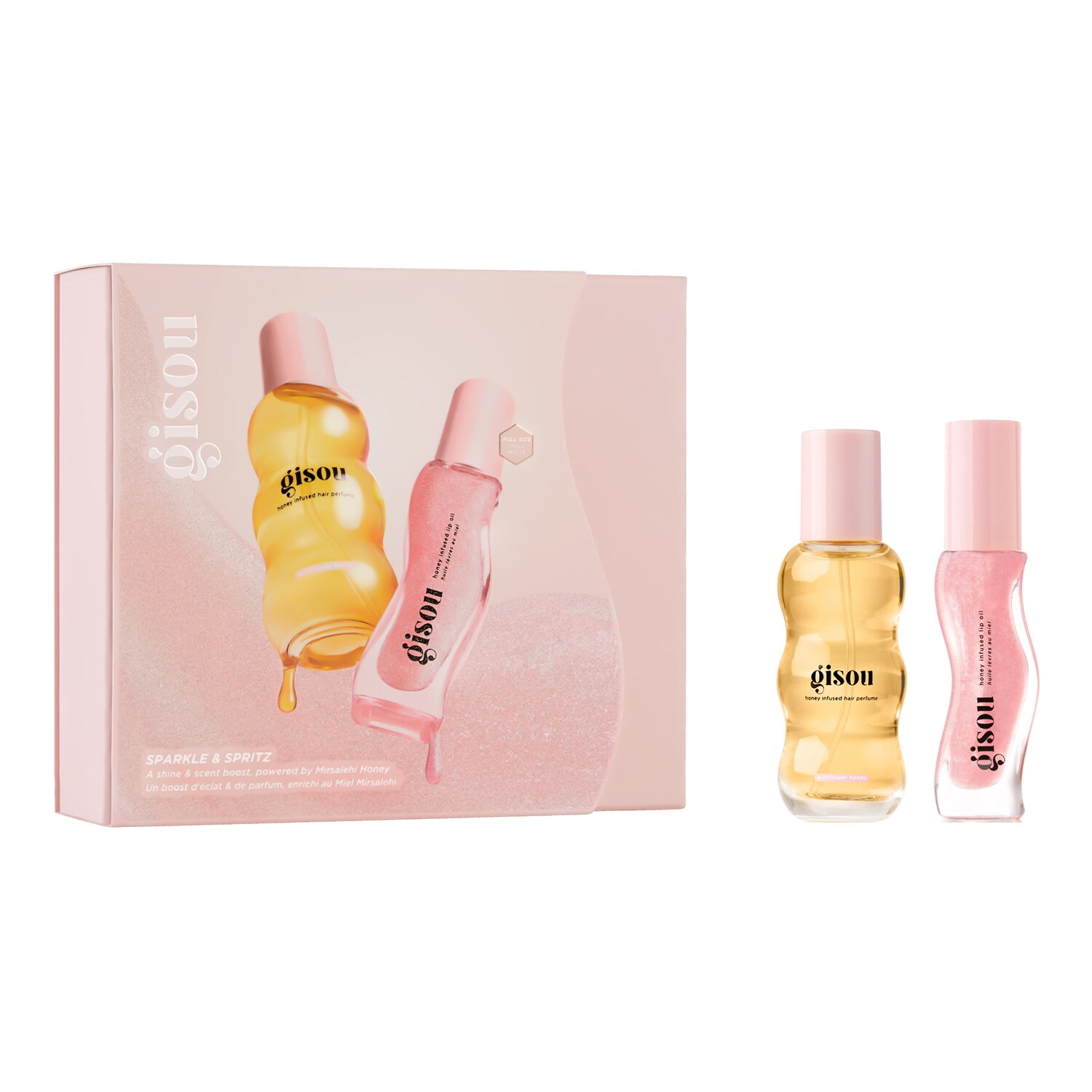 GISOU - Sparkle & Spritz - Duo sada vůně do vlasů a oleje na rty