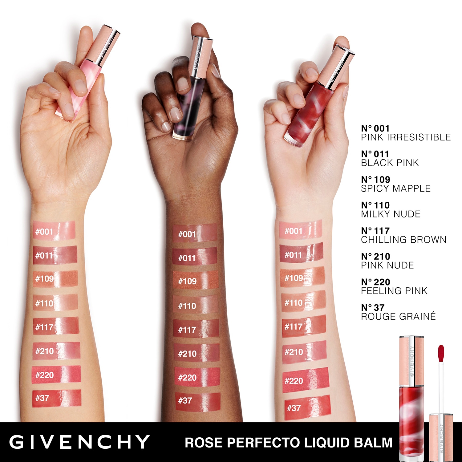 ジバンシイROSE PERFECTO LIQUID BALM3色セット　2025 Le Rose Perfecto Liquid Balm - Balsam de buze lichid | Givenchy
