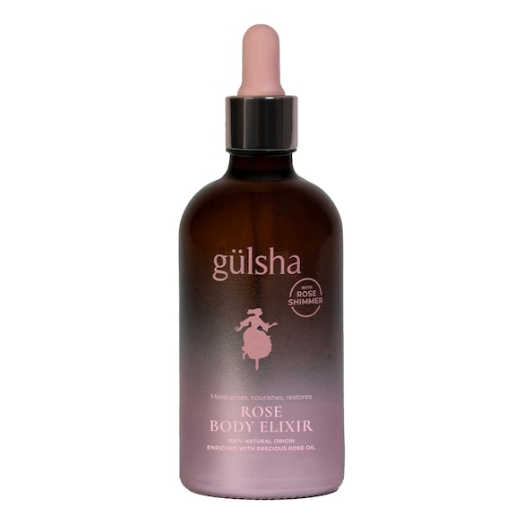 Işıltılı G&uuml;ll&uuml; V&uuml;cut İksiri Pembe - Nemlendirici V&uuml;cut Yağı, GULSHA