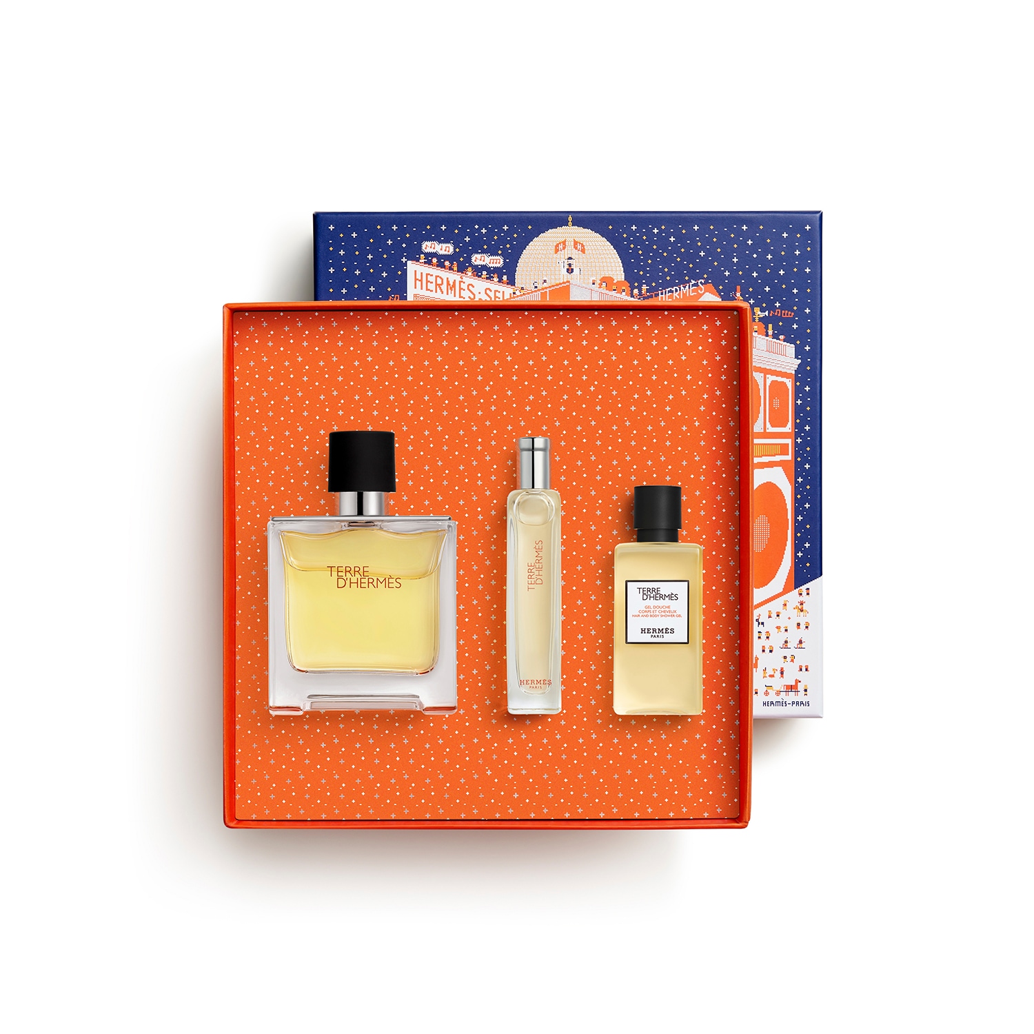 Hermes Terre D'Hermes Pure Perfume 3 Pcs Set For Men: 2.5 Parfum Spray + 0.5 Oz Parfum Spray + 1.35 Hair And Body Shower Gel main image 1
