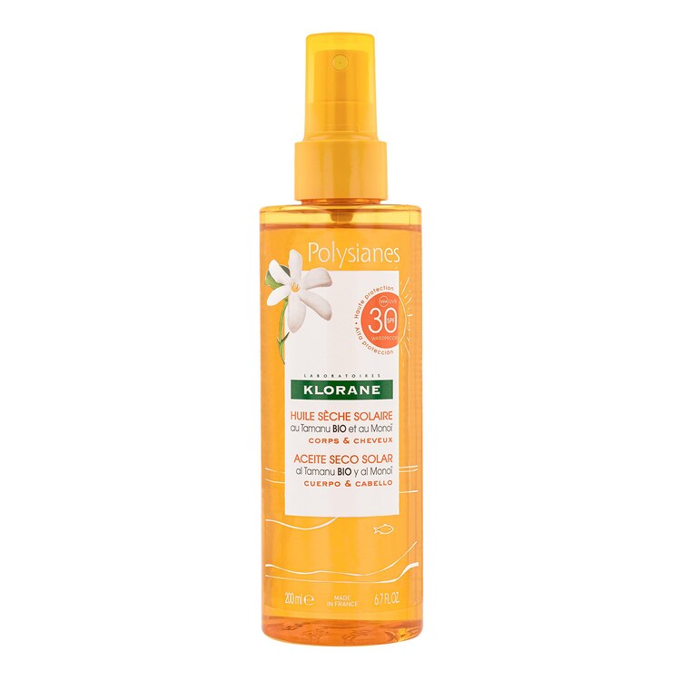 Huile sèche solaire SPF 30 au Monoï & Tamanu BIO - Huile corps et cheveux