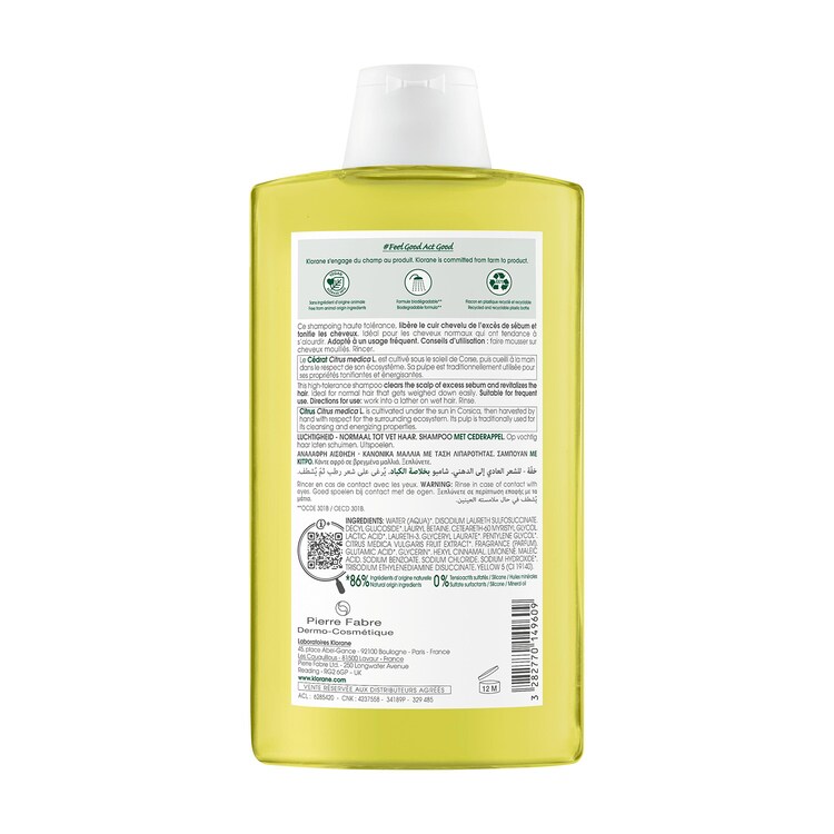 Shampoing au Cédrat - Shampoing pour cheveux normaux à gras