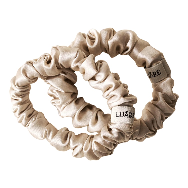 The Mini Scrunchies Beige - jedwabne gumki do włosów