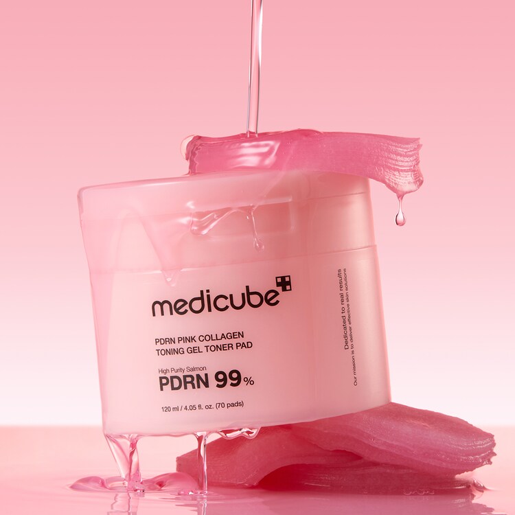 PDRN Pink Collagen Toning Gel Toner Pad - Disco facial refirmante e iluminador