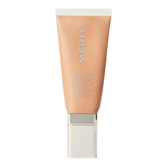 The Uniform - Fluido solare minerale colorato SPF 50, MERIT BEAUTY