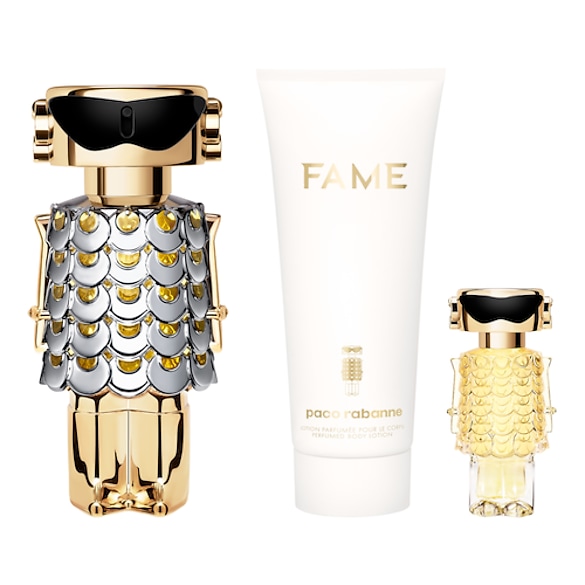 Fame - Estuche Eau de Parfum, Locion Corporal y Miniatura, Rabanne Fragances