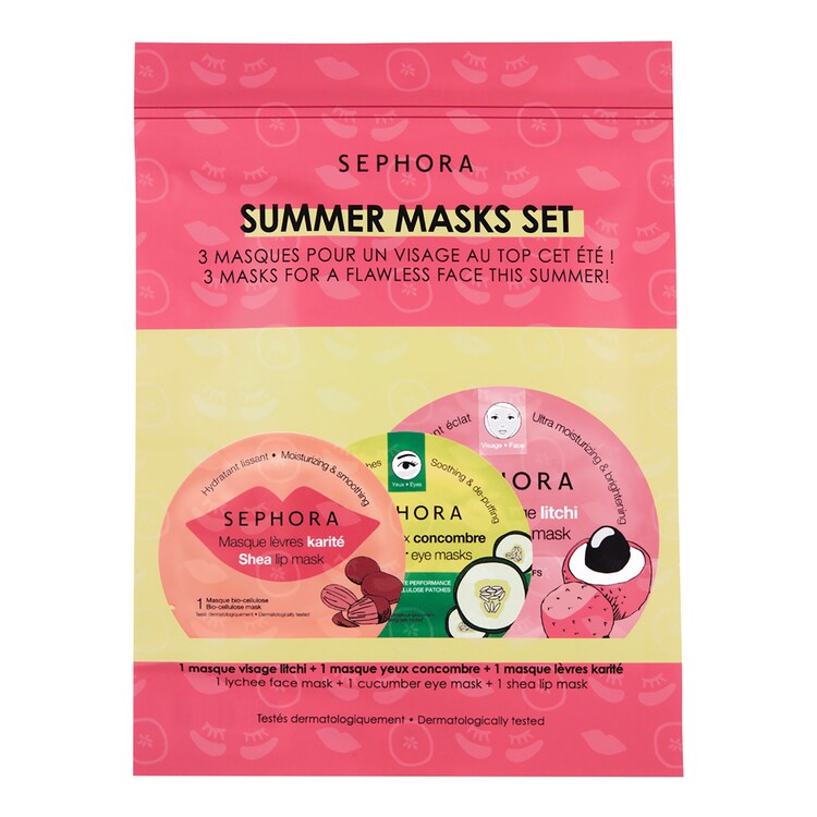 Conjunto de máscaras de verão - Kit de rosto, lábios e olhos