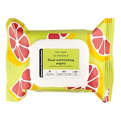 Dual Exfoliating Wipes Grapefruit Extract + Fruit Acids, SEPHORA COLLECTION