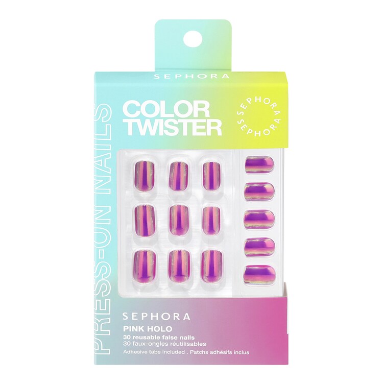 Color Twister - Kit de uñas postizas reutilizables y parches adhesivos