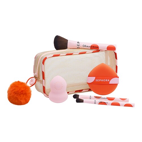 Sephora Collection Sephora Collection - Σετ πινέλων & αξεσουάρ μακιγιάζ - 3 πινέλα για πρόσωπο & μάτια + 2 σφουγγαράκια