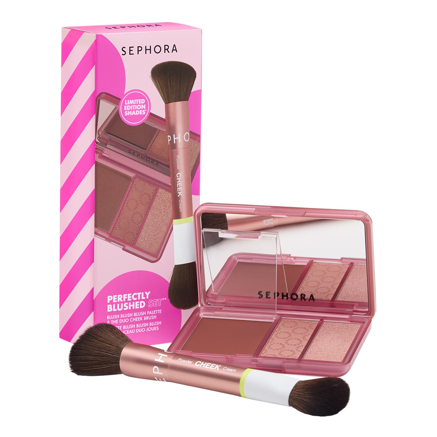 SEPHORA COLLECTION - PERFECTLY BLUSHED SET - Paletka Blush blush blush a štětec duo na tváře