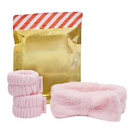 KIT D'ACCESSOIRES BEAUTÉ DE NETTOYAGE  - 1 bandeau imitation fourrure + 2 bracel