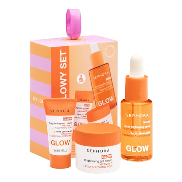LET'S GET GLOWY SET &ndash; Mini sada rozjasňuj&iacute;c&iacute;ch př&iacute;pravků, SEPHORA COLLECTION