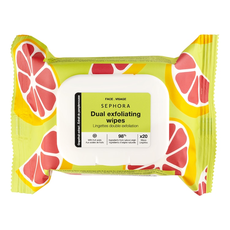 Toallitas doble exfoliación - Extracto de pomelo + Ácidos de frutas
