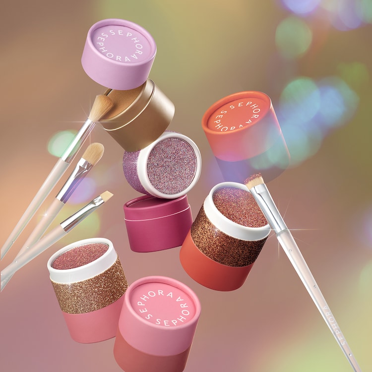 Glitter Power-penselsæt - Sæt med 4 øjenpensler