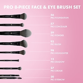 Set di 8 pennelli pro viso e occhi - 5 pennelli viso pro + 3 pennelli occhi pro