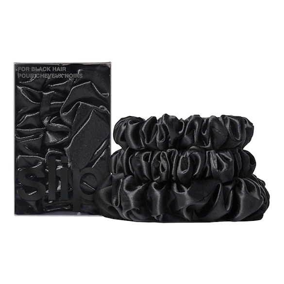Back to basics - Haargummis aus reiner Seide Schwarz, SLIPSILK