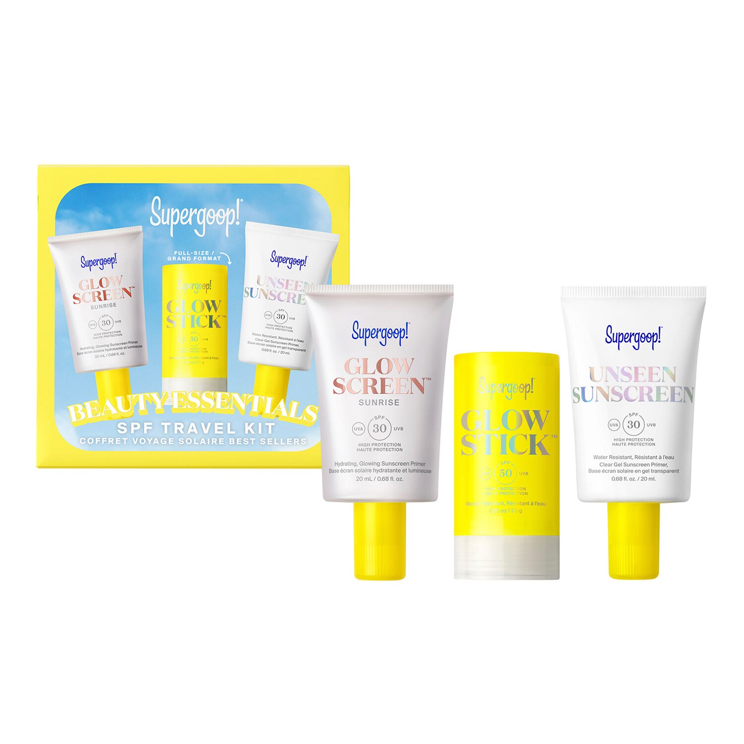 SUPERGOOP! - Beauty Essentials SPF Travel Kit – Sada opalovacích přípravků