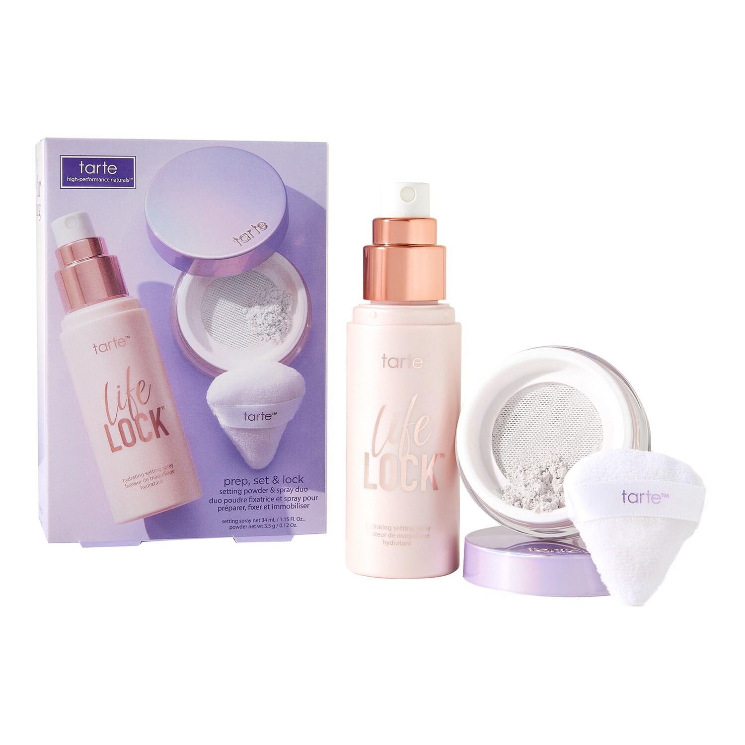 TARTE - Prep, Set & Lock Setting Powder & Spray Duo - Duo pudr a fixační sprej