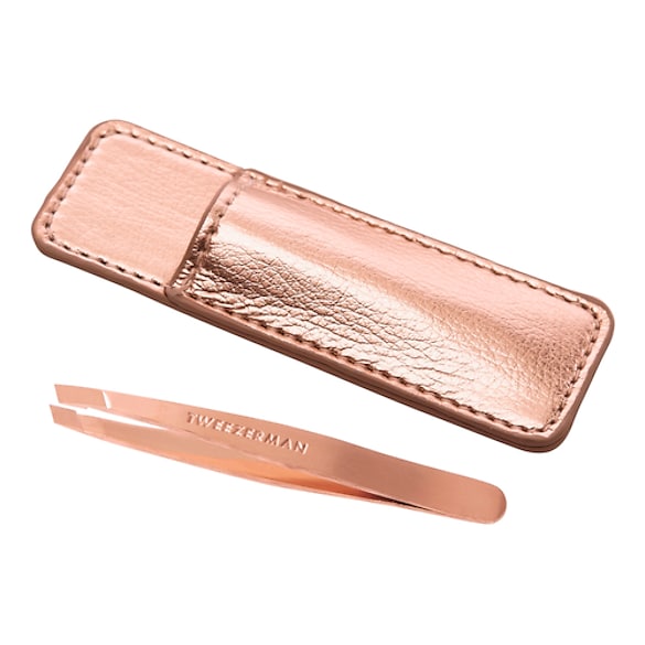 Mini Slant Tweezer & Case - Slant Mini Tweezer med fodral, Rose Gold, Tweezerman
